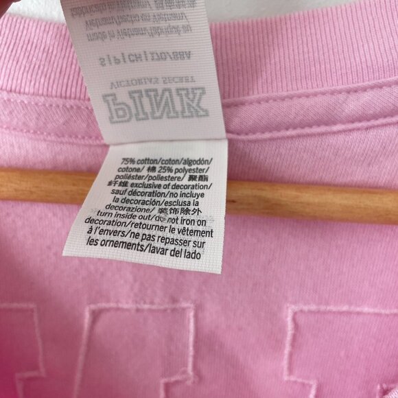 Victoria's Secret PINK Varsity Beach Terry V Neck Top Cupid Pink Size Small - Picture 9 of 9